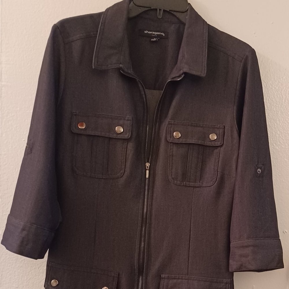 Sharagano Smokey Gray Shirt Dress Size 8